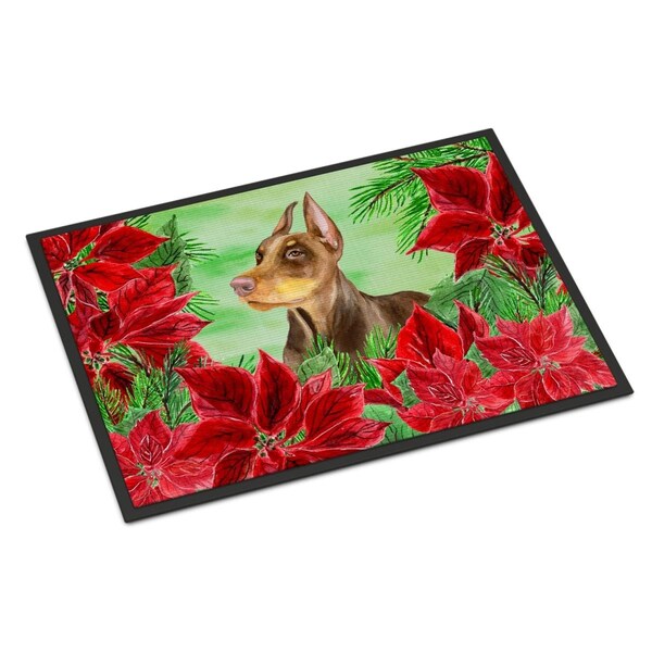 Carolines Treasures Doberman Pinscher Poinsettas Indoor or Outdoor Mat - 18 x 27 in. CK1357MAT - main
